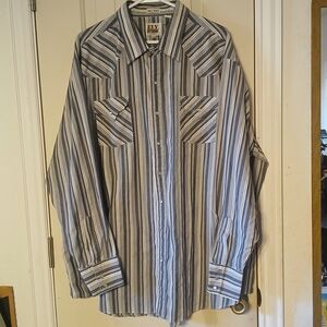 Vintage Cowboy Button Shirt, Ely Cattleman 3XLT, Pearl Snaps Retro Western